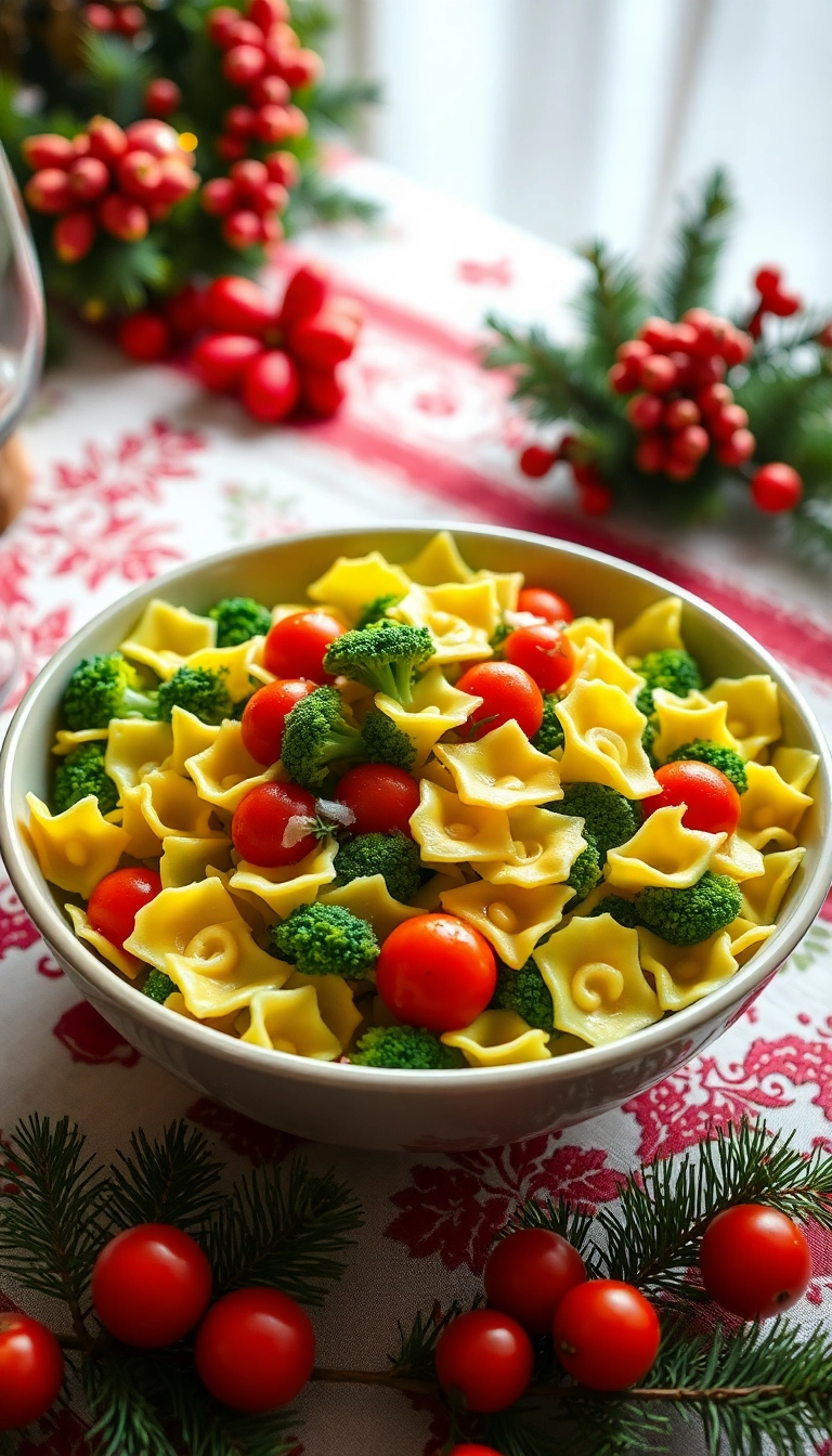 21 Christmas Pasta Recipe Ideas That'll Make Your Holiday Dinner Unforgettable! - 17. Festive Farfalle with Broccoli and Cherry Tomatoes