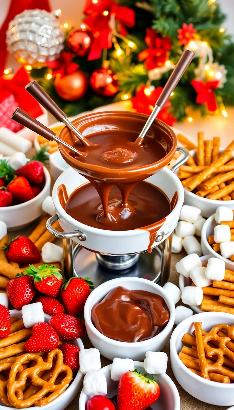 22 Christmas Dinner Ideas That'll Impress Your Guests (You Won't Believe #15!) - 17. Chocolate Fondue with Dippables