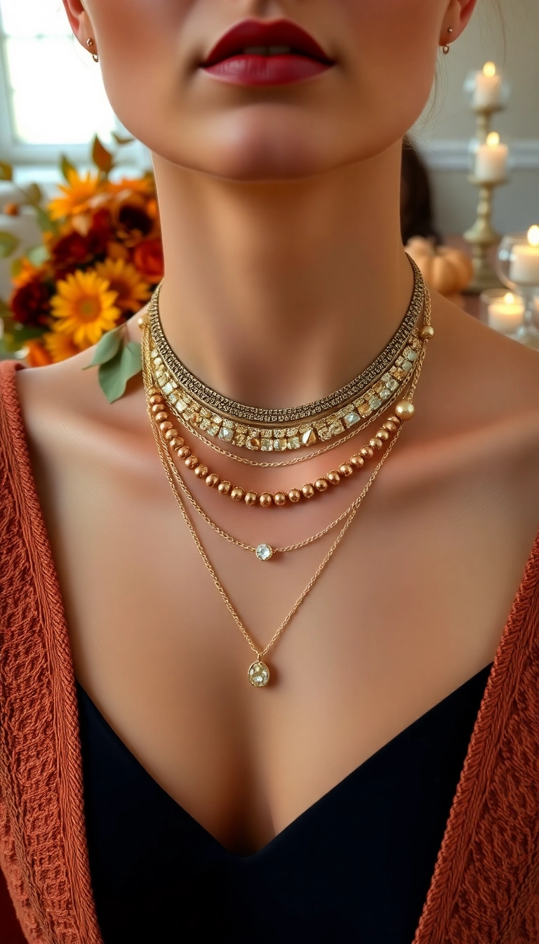 15 Stunning Thanksgiving Outfits to Elevate Your Holiday Style - 15. Layered Jewelry