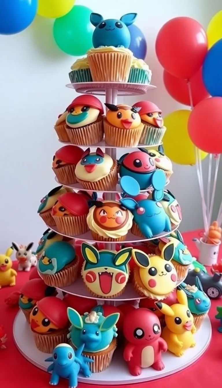 12 Must-Have Pokemon Cake Ideas for the Ultimate Themed Party (Your Guests Will Be Jealous!) - 10. Pokémon Cupcake Tower