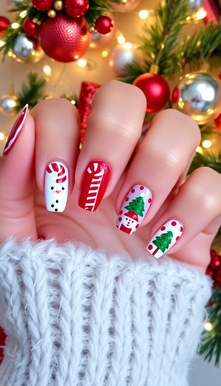 25 Stunning Acrylic Nails for Winter That Will Make You the Trendsetter! - 8. Holiday Cheer