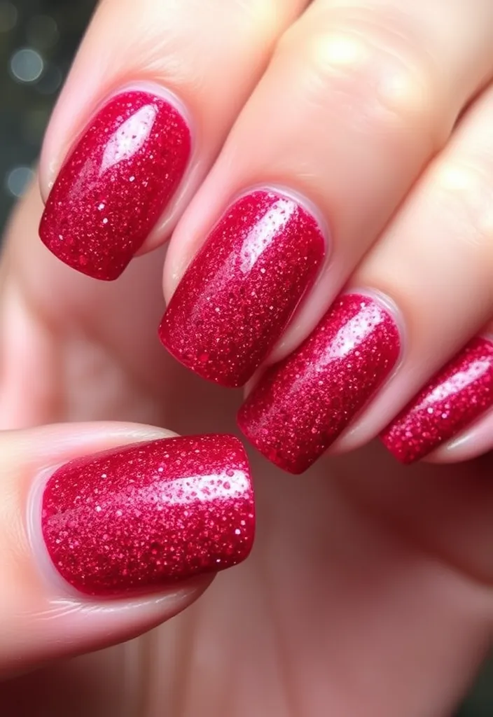 Valentine's Day Nails Designs: 10 Must-Try Ideas for a Romantic Look! 💘 - 5. Glittery Love