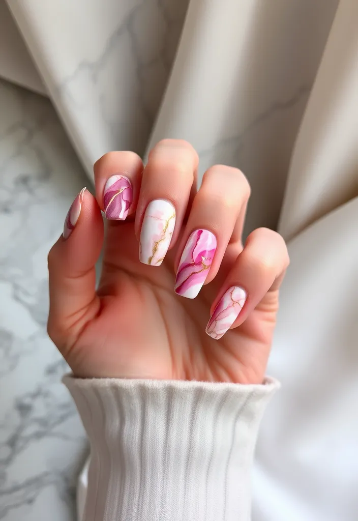 18 DIY Valentine's Nails You Can Create at Home (Even Beginners Will Love #9!) - 6. Blushing Marble Effect