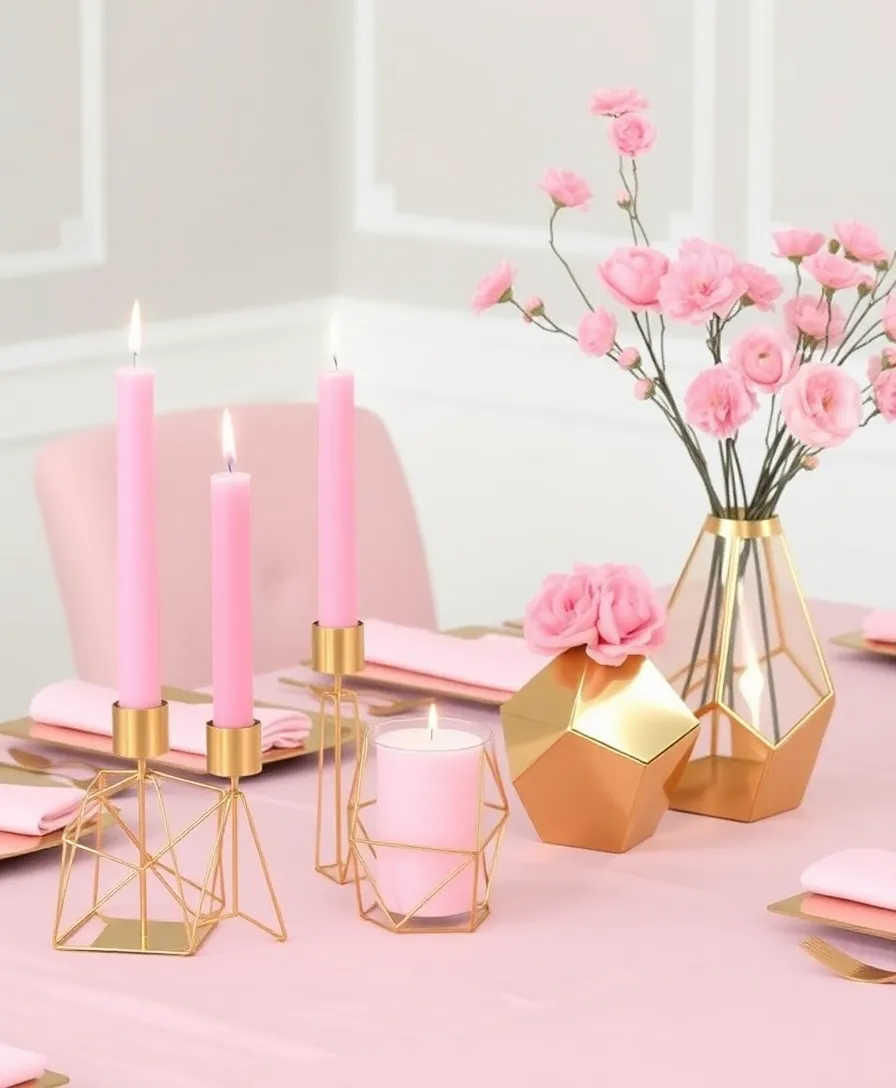 17 Unique Pink and Gold Tablescape Ideas That Will Leave Guests Speechless! - 10. Modern Geometric Shapes