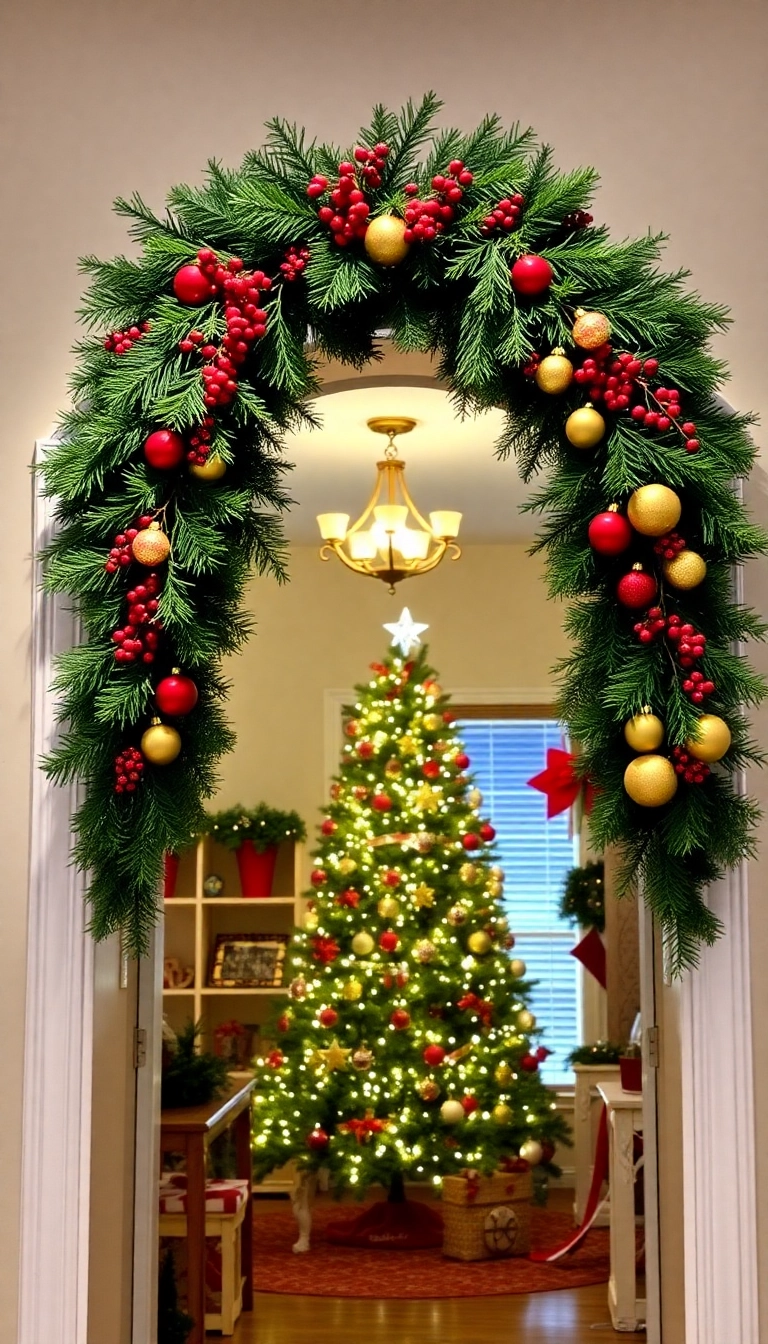 21 Stunning Christmas Archway Decor Ideas to Transform Your Indoor Space (You Won't Believe #14!) - 18. Colorful Garland Swag