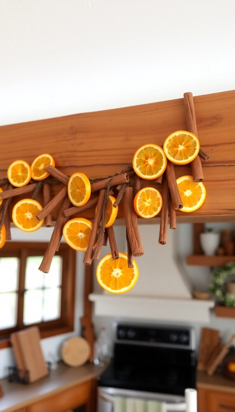 41 DIY Christmas Garland Ideas to Add Festive Flair 7 21 Unique DIY Christmas Garland Ideas That Will Wow Your Guests This Year! - Cinnamon Stick and Orange Slice Garland