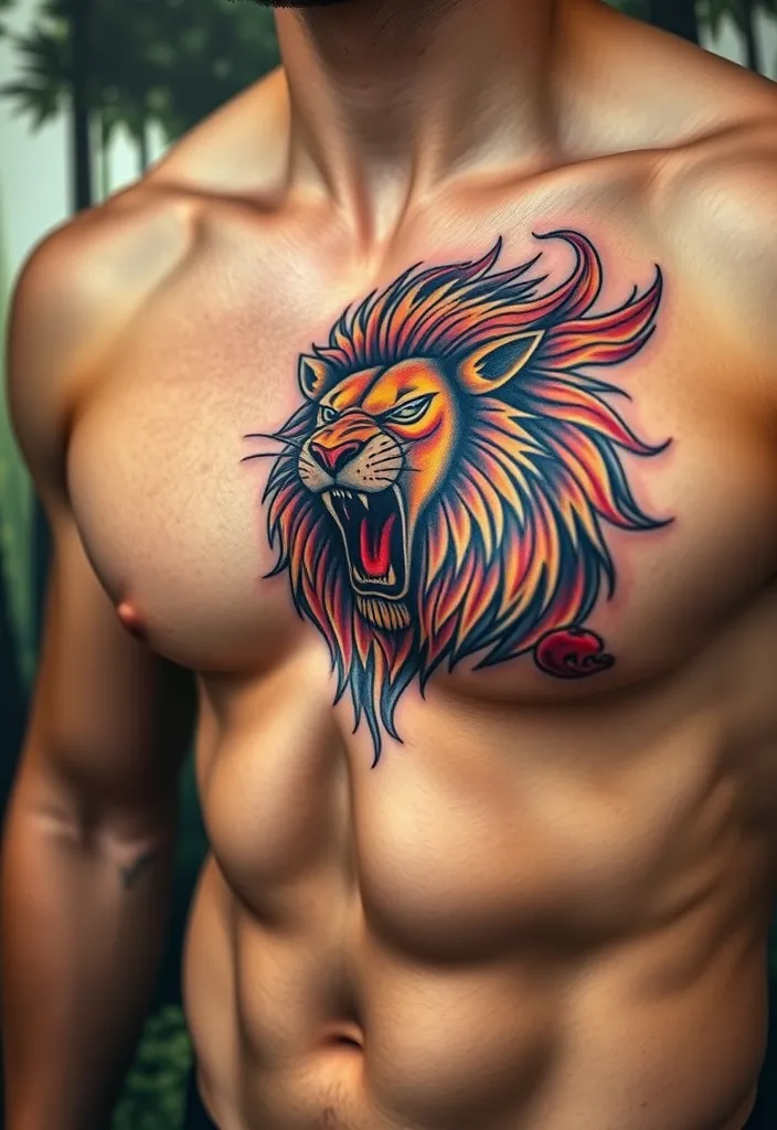 20 Stunning Chest Tattoos for Men That Will Turn Heads (You Won't Believe #15!) - 1. The Majestic Lion