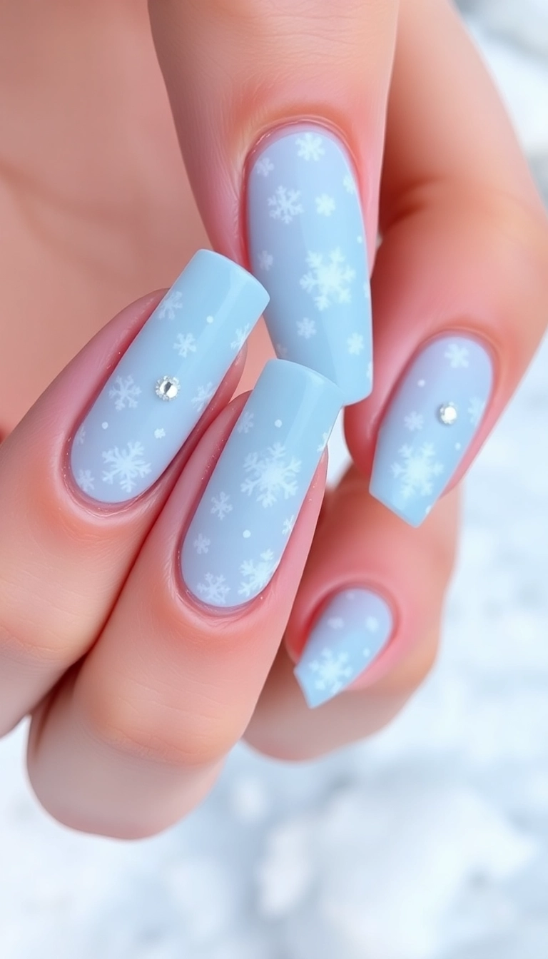 Top 10 Christmas Nail Designs to Sparkle This Holiday Season - 2. Sparkling Snowflakes