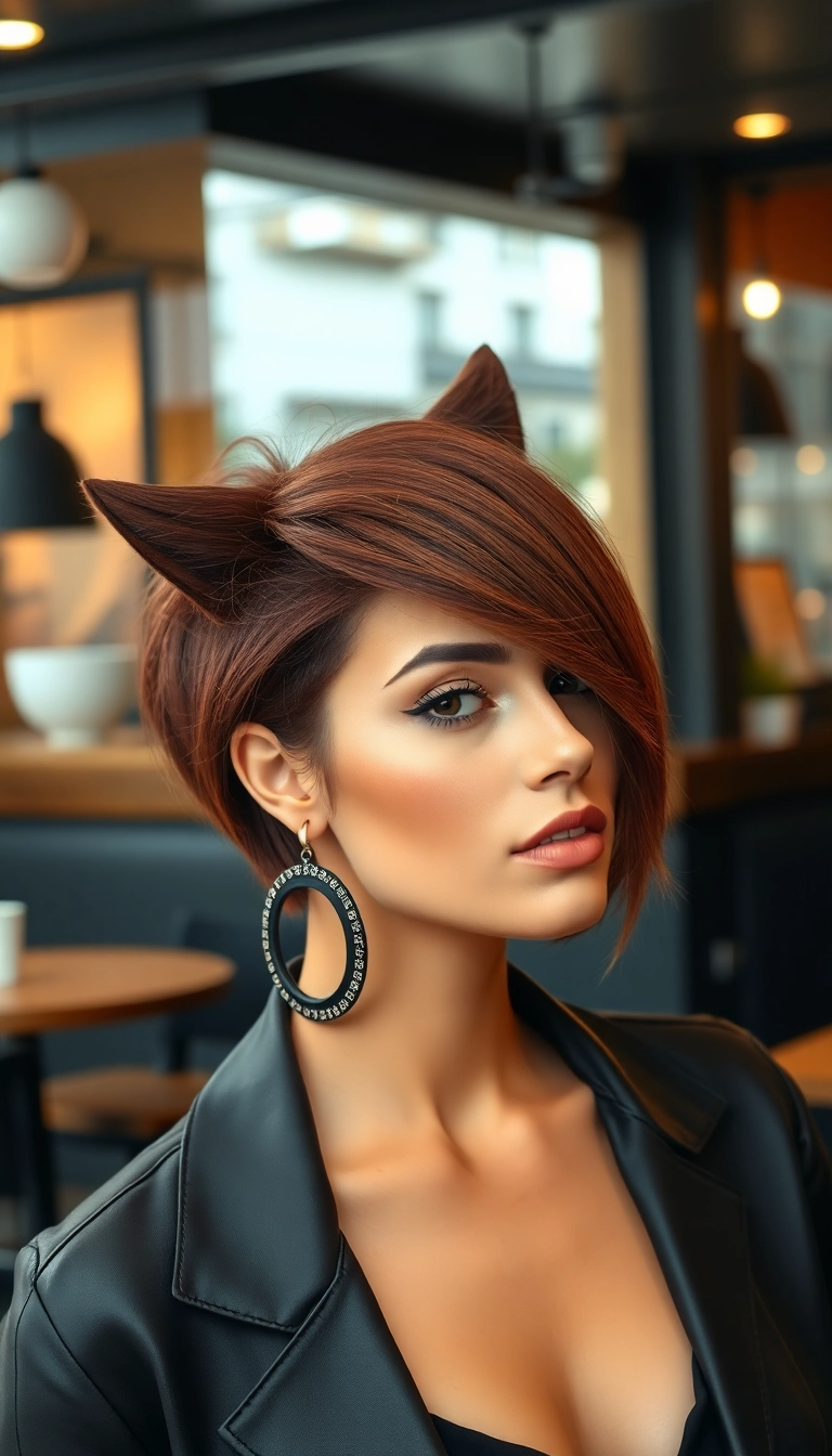 23 Wolf Cut Hair Ideas That Will Transform Your Look Instantly! - 20. Wolf Cut with a Tucked Behind the Ear Style