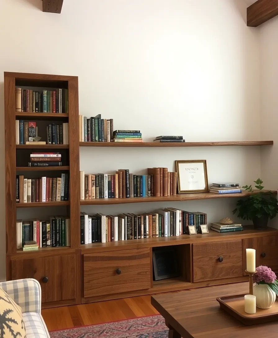 13 Book Storage Aesthetics That Make Minimalism Look Stunning (You’ll Love #5!) - 10. Reclaimed Wood: Eco-Chic Storage