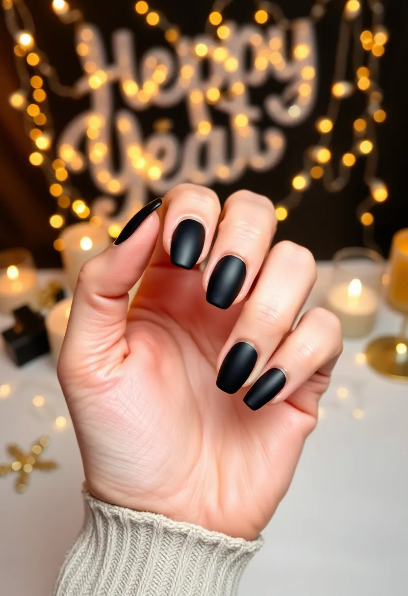 Sophisticated Black Nails: Perfect for New Year Nails - 2. Matte Black with Glossy Tips