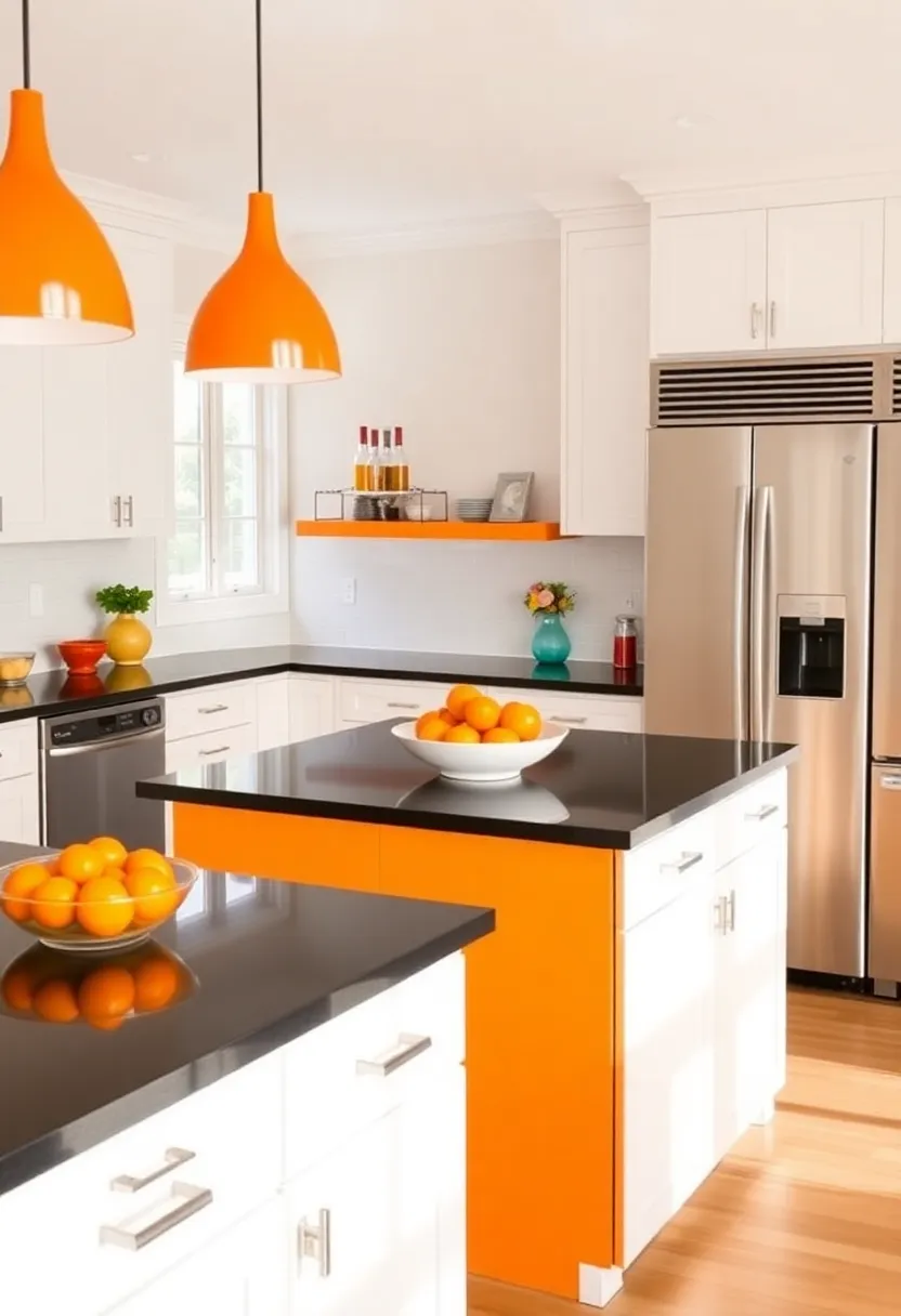 20 Colorful Kitchen Island Ideas That Will Brighten Your Home (Wait Till You See #7!) - 10. Cheerful Tangerine