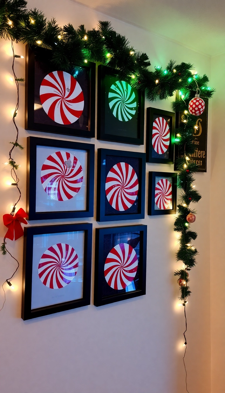 21 Peppermint Christmas Decorations That'll Sweeten Your Holiday Spirit (Wait Until You See #13!) - 11. Peppermint-Themed Wall Art