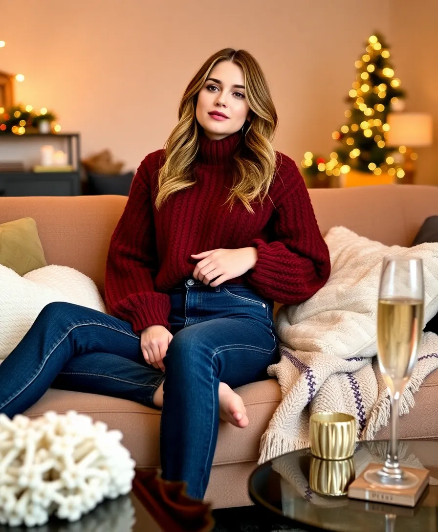 21 Casual New Year's Eve Outfits for a Chill Celebration (You'll Want to Wear #7!) - 1. Cozy Knit Sweater & Jeans