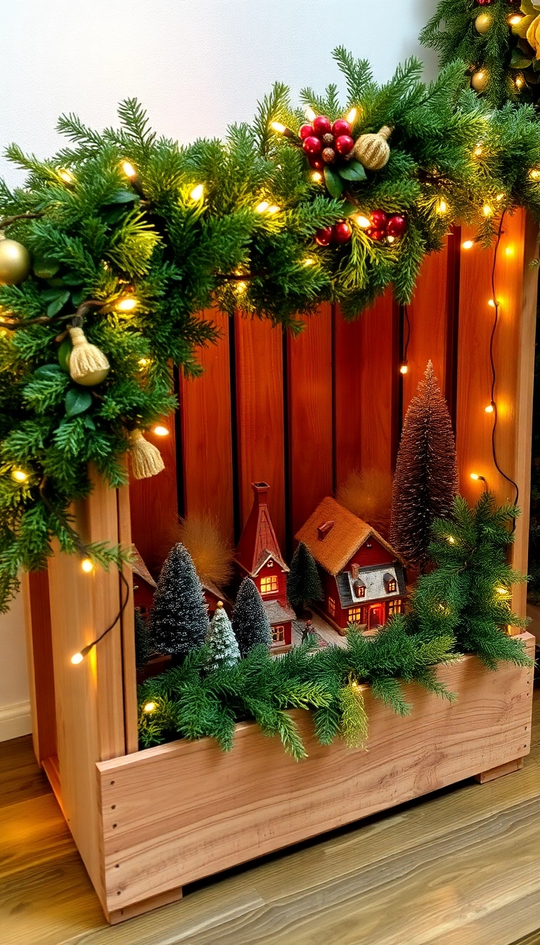 21 Stunning Christmas Village Display Platform Ideas You Must Try This Holiday Season! - 4. Rustic Wooden Crate