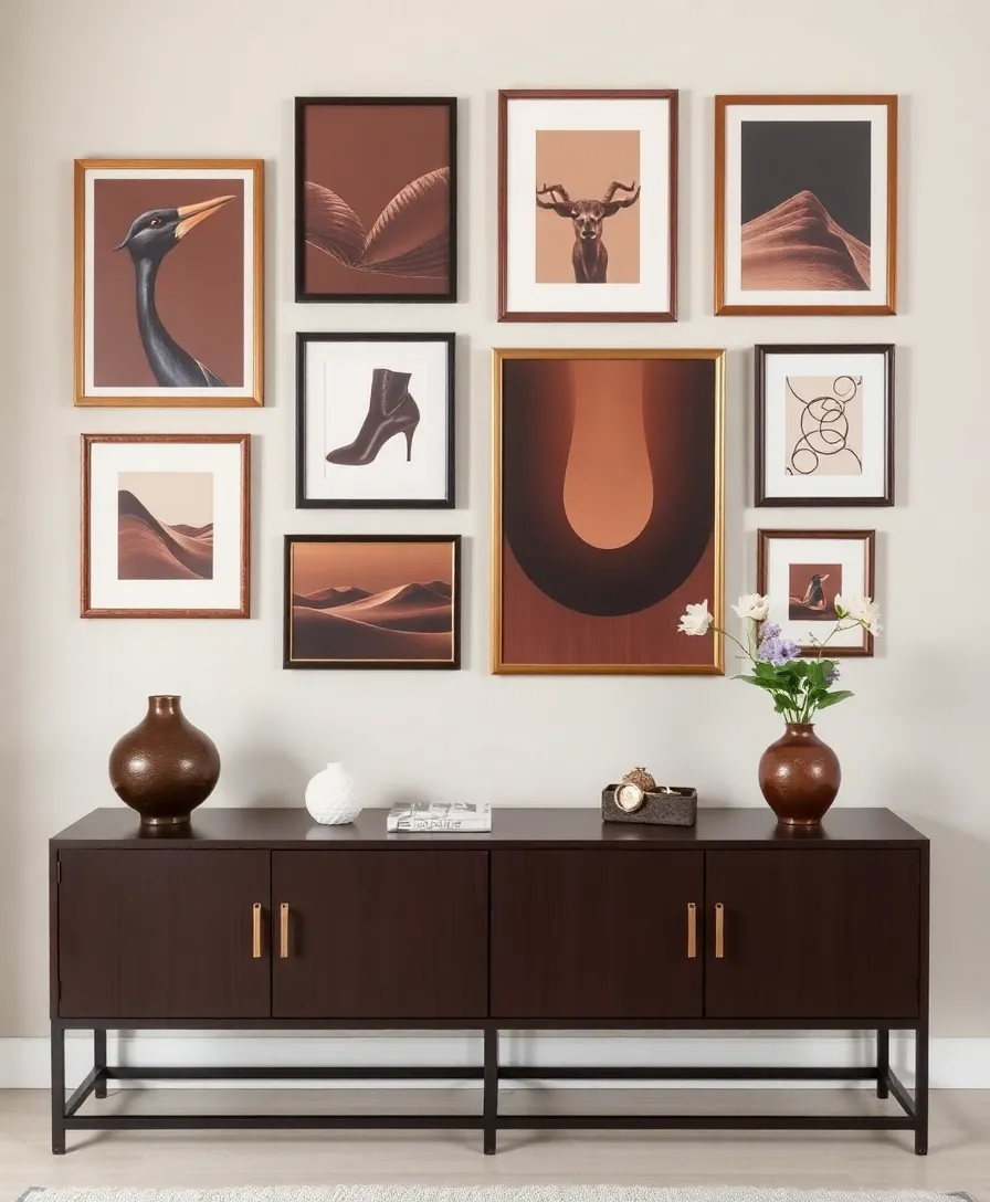 13 Reasons Why Chocolate Brown and Eggplant Will Rule 2025 Home Decor! - 9. Incorporating Artwork