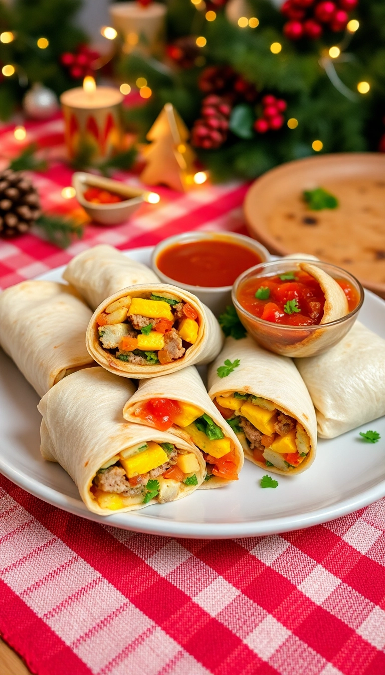 18 Christmas Breakfast Ideas That Will Make Your Mornings Merry! - 10. Holiday Breakfast Burritos