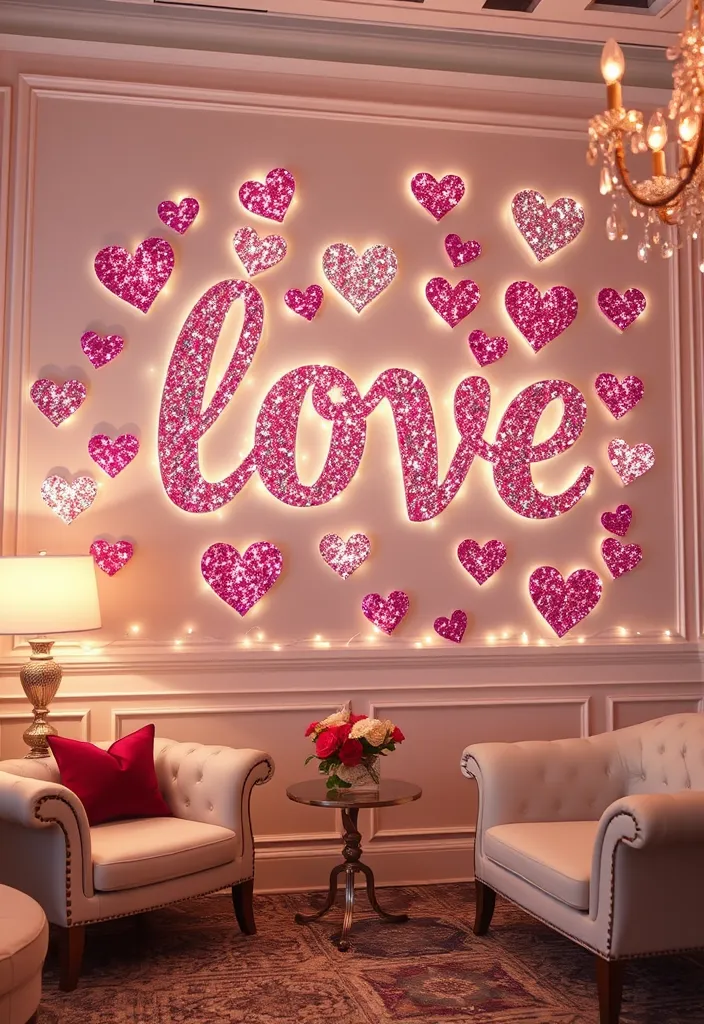 19 DIY Valentine's Day Wallpapers That Are So Easy to Create (You'll Want to Try #1!) - 12. Glitter Love Wallpaper