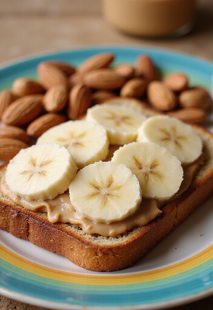 20 Healthy Snack Ideas That Are Quick and Easy to Make at Home (Say Goodbye to Junk Food!) - 3. Almond Butter & Banana Toast