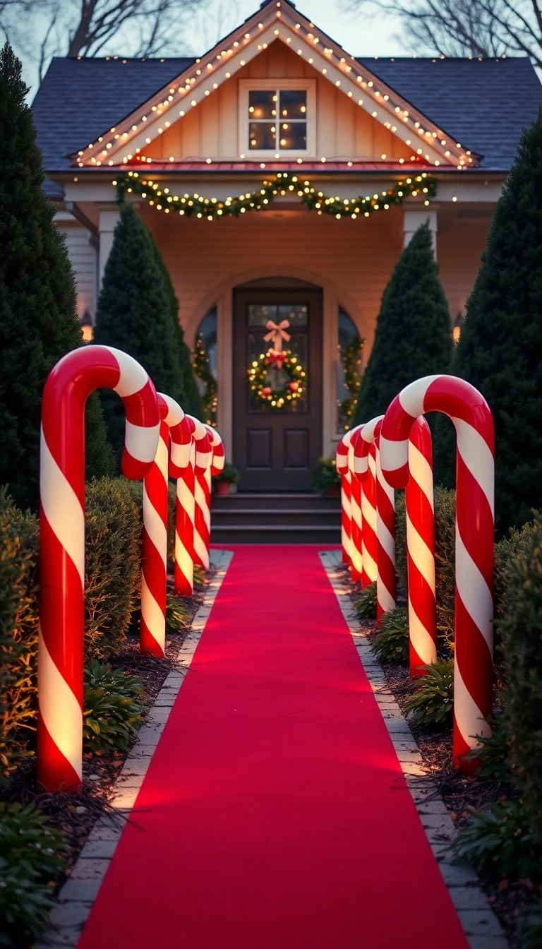 20 Jaw-Dropping Outdoor Christmas Decorations That'll Light Up Your Neighborhood! - 5. Candy Cane Lane