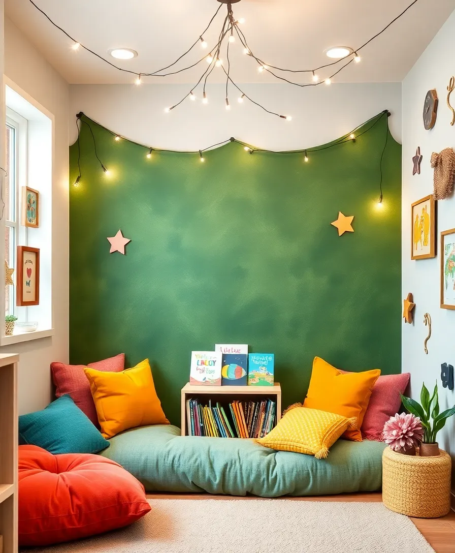 17 Adorable Greenboard Kids Room Ideas That'll Make Your Children Smile (Don't Miss #5!) - 3. Greenboard Playful Reading Nook