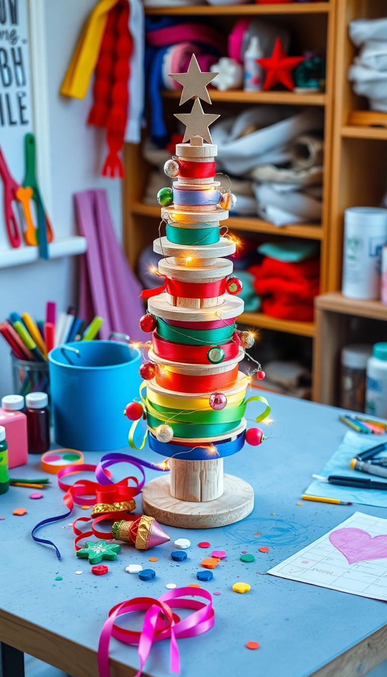 21 Wood Christmas Trees DIY That Will Light Up Your Holiday Spirit! - 19. Wooden Spool Tree