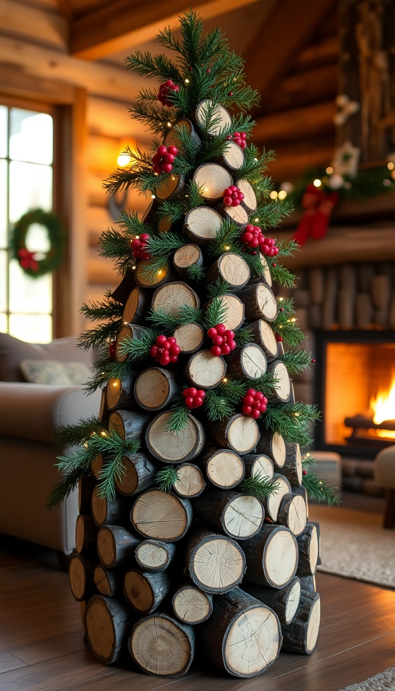 21 Wood Christmas Trees DIY That Will Light Up Your Holiday Spirit! - 1. Rustic Log Slice Tree