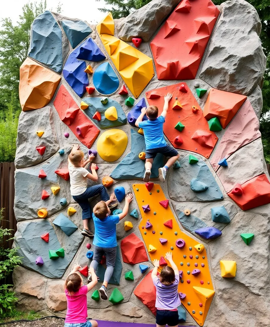 21 Creative Kids Outdoor Play Area Ideas That Will Encourage Imagination (Wait Until You See #7!) - 11. Rock Climbing Wall