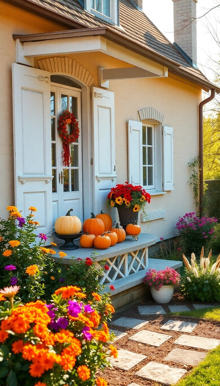 21 Cozy French Country Exteriors That Invite You to Relax and Unwind! - 19. Seasonal Decor