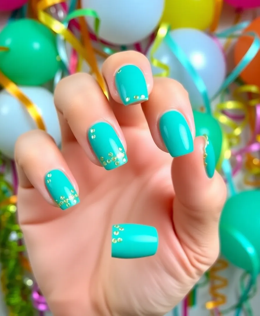 Glitter & Glam: Perfect New Year’s Nails for a Sparkling Start - 13. Twinkling Teal