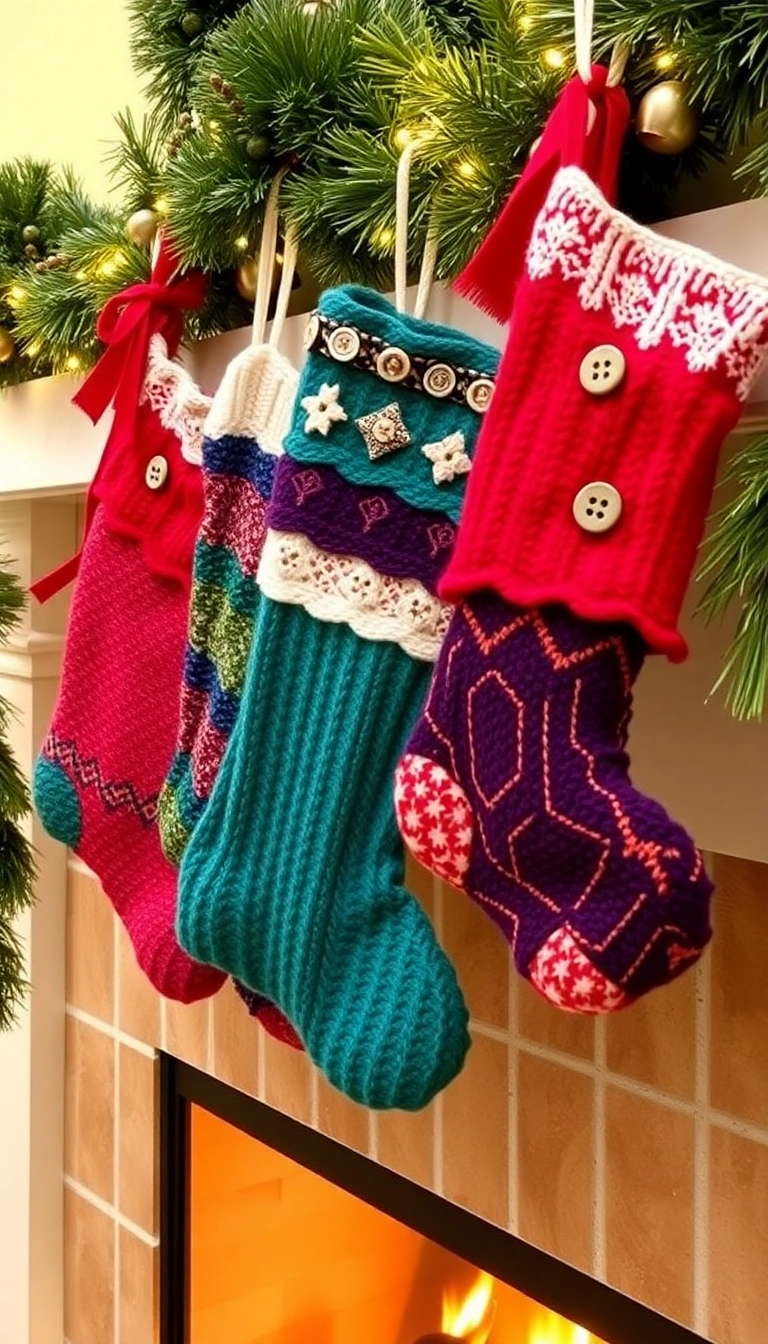 15 Easy DIY Christmas Decor Projects That Will Impress Your Guests (and Save You Money!) - 4. Recycled Sweater Stockings