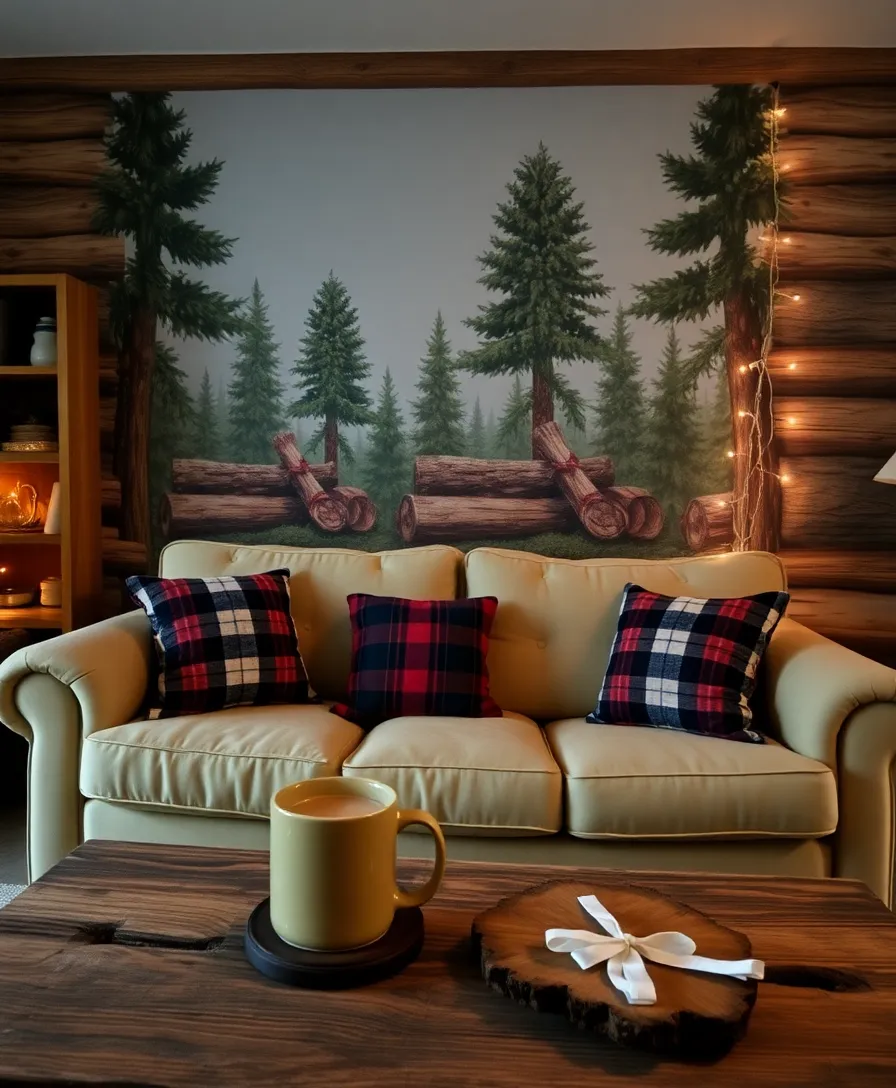 15 Adorable Christmas Wallpapers to Transform Your Living Room into a Winter Wonderland! - 2. Cozy Cabin Vibes