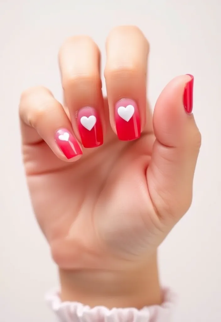 13 Fun Valentine's Nails for Kids That Will Make Their Day Extra Special! - 1. Heartfelt Ombre