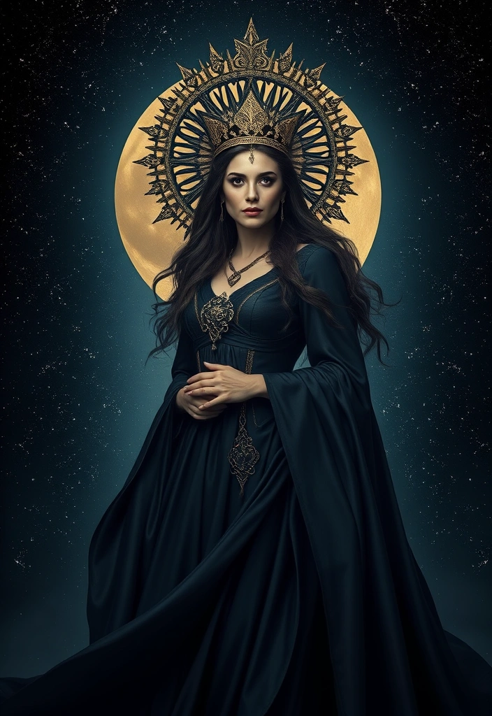 16 Dark Feminine Art Pieces That Perfectly Capture Vulnerability and Strength! - 10. Empress of Night