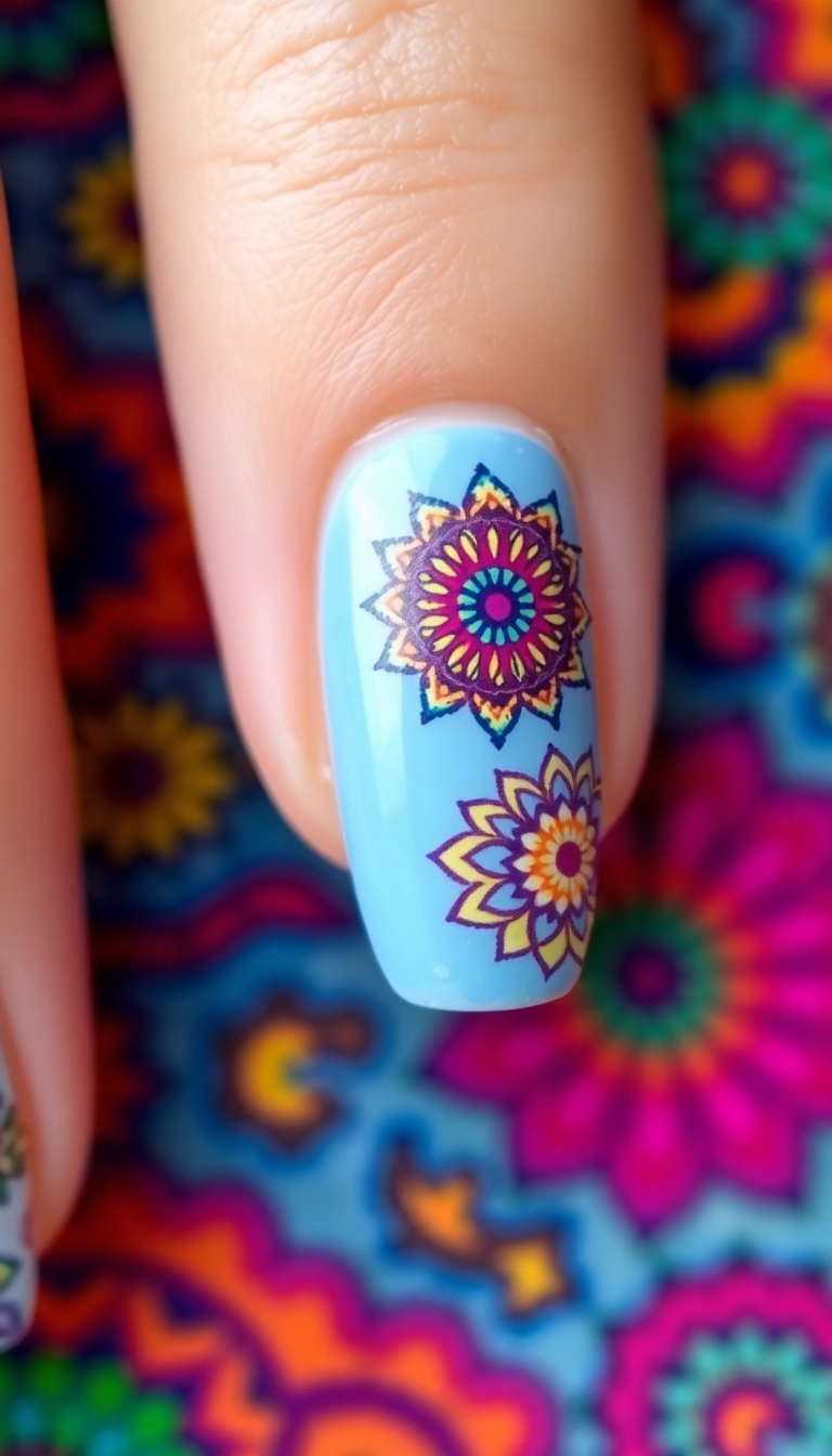 20 Stunning Boho Nail Ideas That Will Make You the Trendsetter of Your Squad! - 12. Colorful Mandalas