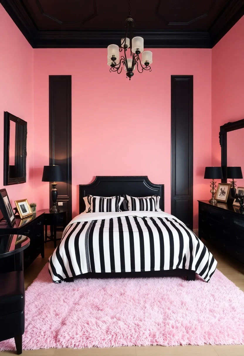 16 Bold Color Combinations That'll Make Your Neighbors Jealous (Watch Out for #3!) - 2. Soft Pink and Bold Black