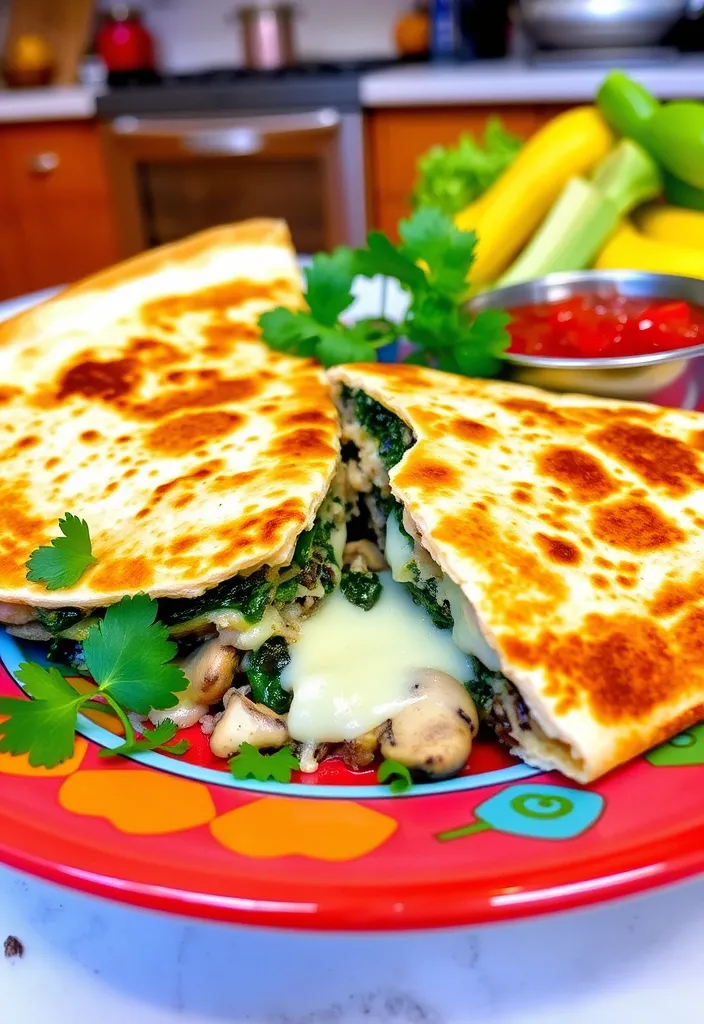 21 Quick and Healthy Meals You Can Make in Under 30 Minutes (Yum!) - 13. Spinach and Mushroom Quesadilla