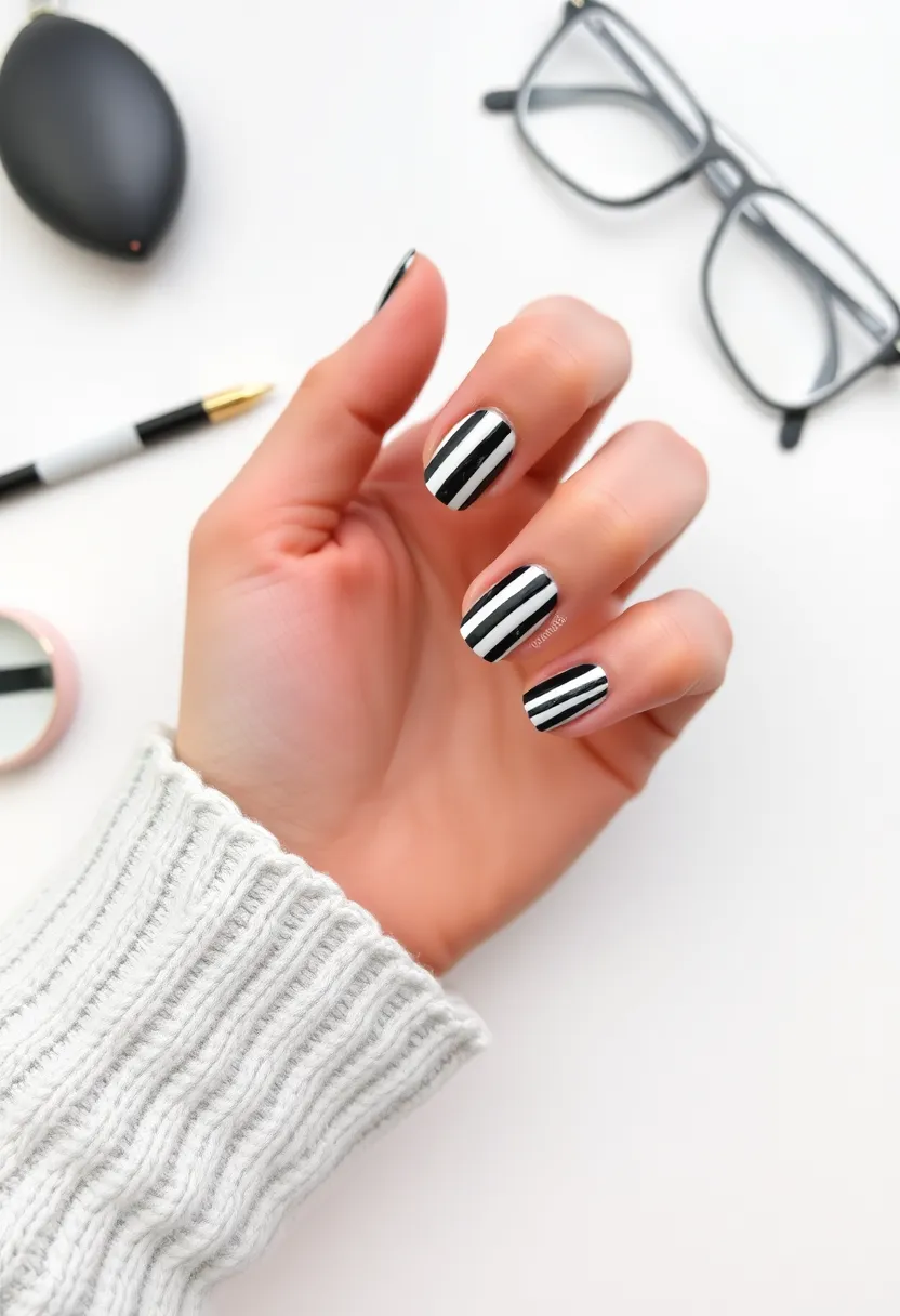 Spellbinding Arcane Nails: Transform Your Manicure Game - 12. Spellbinding Stripes: Chic and Simple